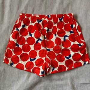 Hanna Andersson Orange Patterned Linen Shorts with Pockets, NWOT